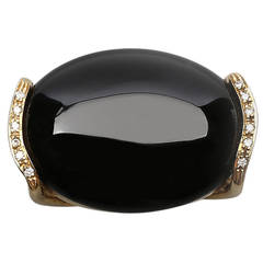 Oversized Onyx Diamond Gold Ring