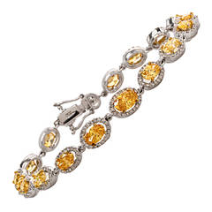 Vivid Fancy Orrange Yellow Diamond Gold Link Bracelet