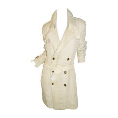 Used Fendi Catwalk hand woven suede leather trench coat