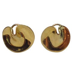 Tiffany & Co. Gold Fortune Cookie Clip On Earclips With Posts