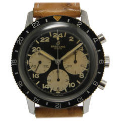 Vintage Breitling Stainless Steel Copilot Chronograph Watch with 24-hour Dial circa 1964