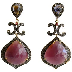 Raspberry Pink Violet Sapphire Diamond Candace Earrings