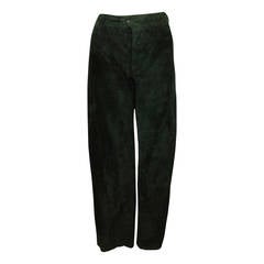 Anne Klein 1970s Forest Green Suede Flares