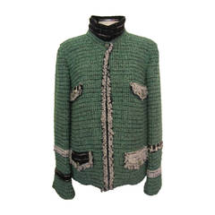 Chanel Size 50 Exquisite Boucle Green Jacket