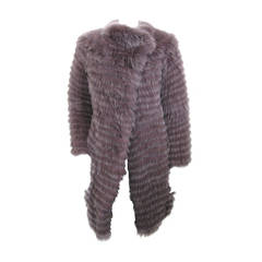Violet Fox Fur Coat tipped in Gray   A Fashionista's Delight!     Size S