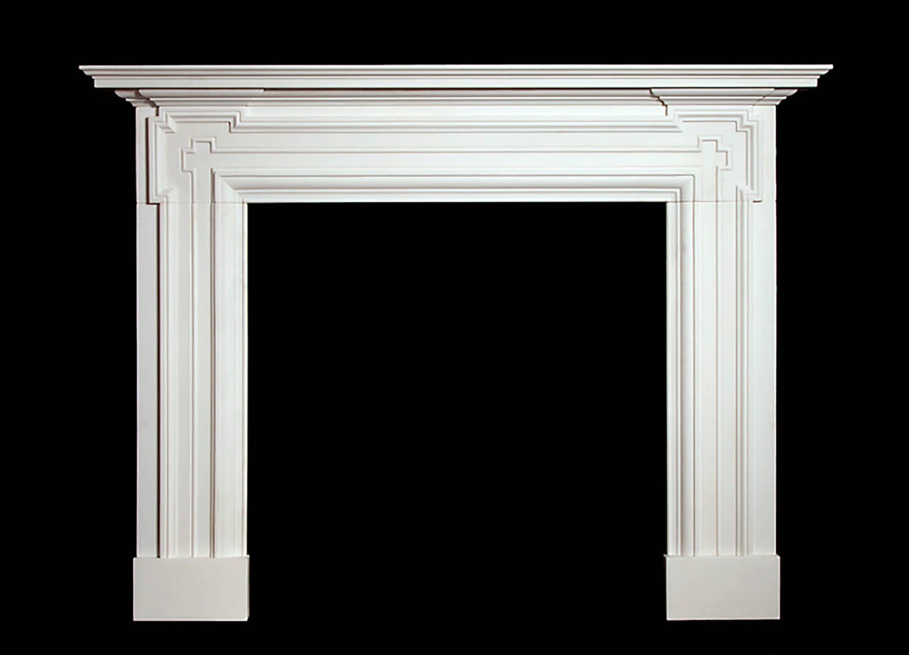 A very strong architecturally styled marble chimneypiece based on a model by one of Britain's most influential architects, James Gibbs. His architectural style incorporated Palladian elements, as well as forms from Italian Baroque and Inigo Jones,