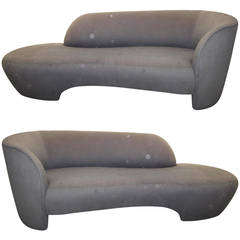 Pair Book Matched Kagan style Weiman Preview Kidney Shaped Sofas