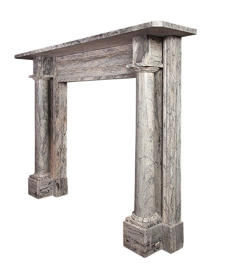 Georgian Grey Bardiglio Antique Marble Fireplace For Sale