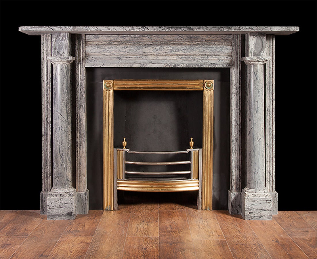 Irish Grey Bardiglio Antique Marble Fireplace For Sale