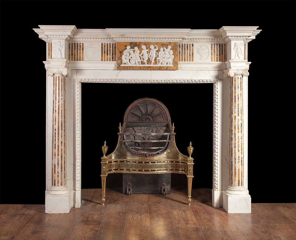 Siena Marble Antique Marble Fireplace in the Adam style