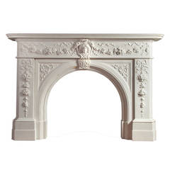 Highly Carved White Statuary Marble Fireplace