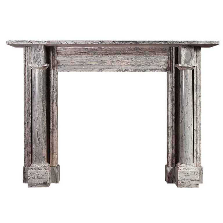 Grey Bardiglio Antique Marble Fireplace For Sale