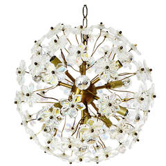 Italian Flower Glass Chandelier Pendant Sputnik, 1960s