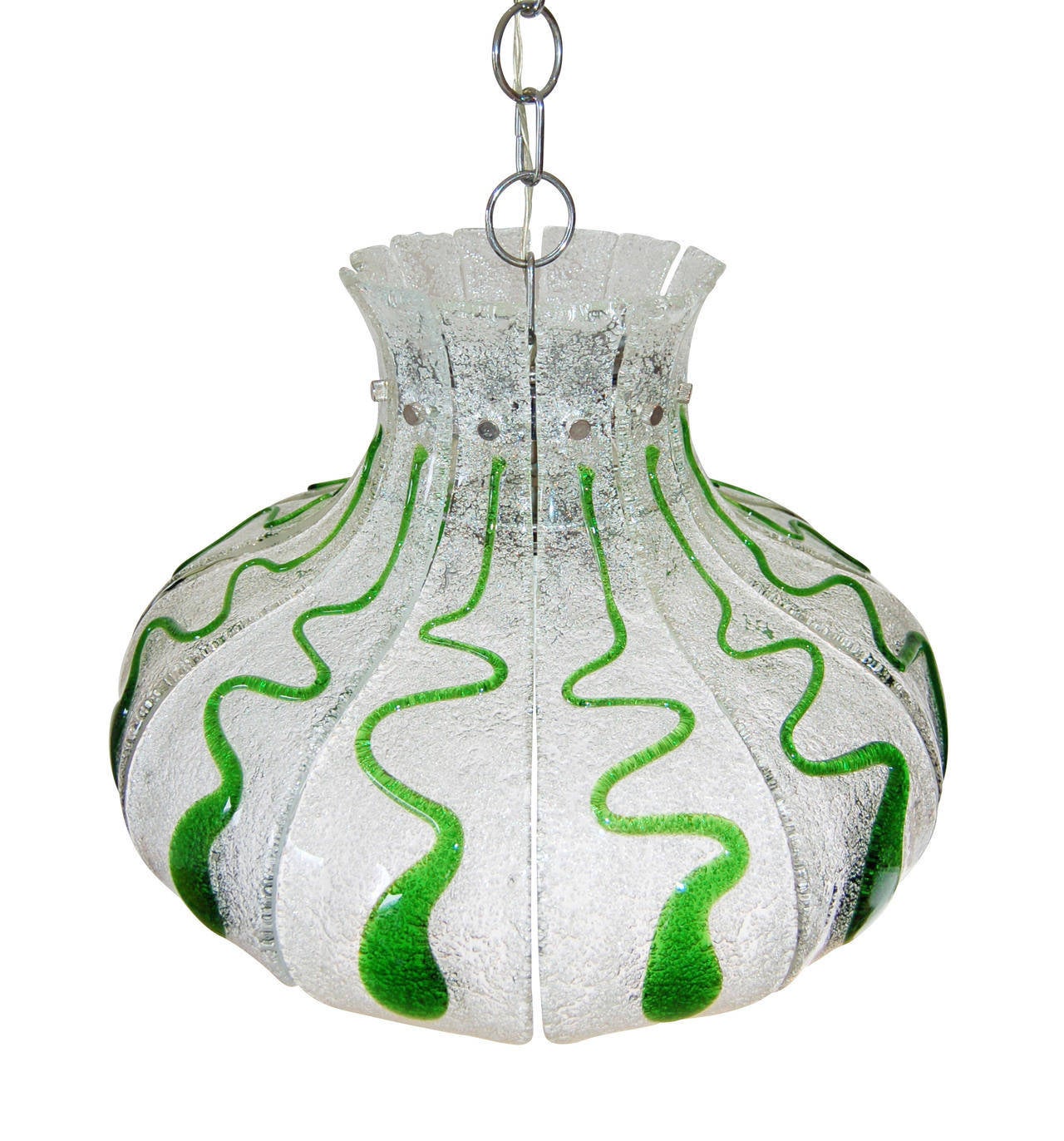 Carlo Nason Glass Lamp Pendant Chandelier, Green Glass, 1970  In Good Condition For Sale In Hausmannstätten, AT