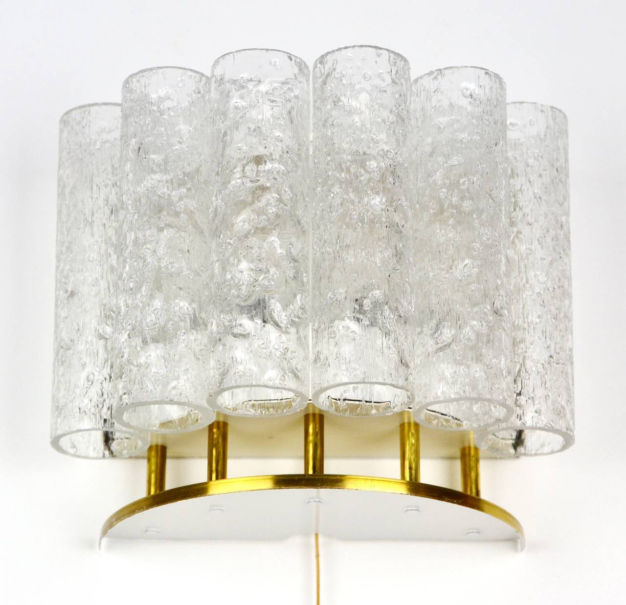 Ice Glass Tube Wall Lamp Light Sconce by Doria, 1960s In Excellent Condition For Sale In Hausmannstätten, AT