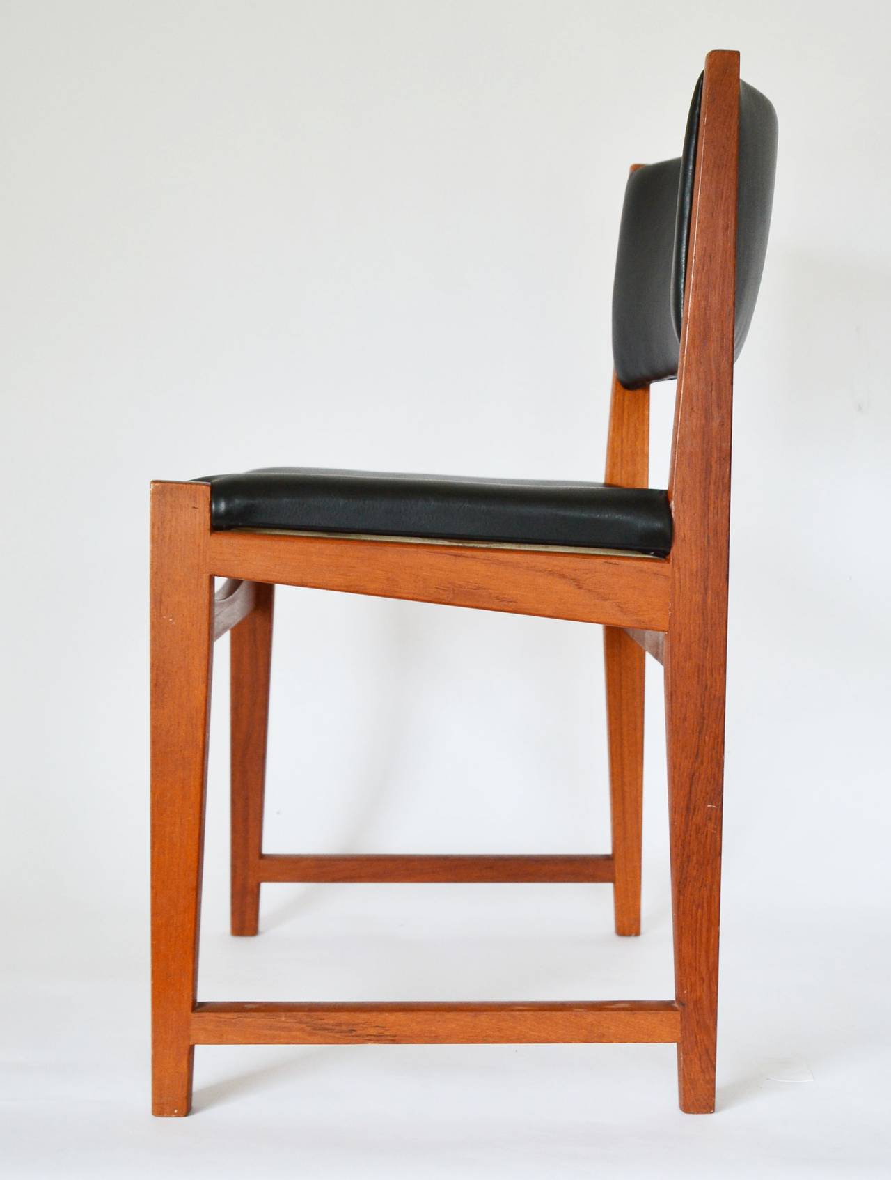 Faux Leather Set of Four Peter Hvidt No. 350 Danish Teak Dining Chairs, 1960s
