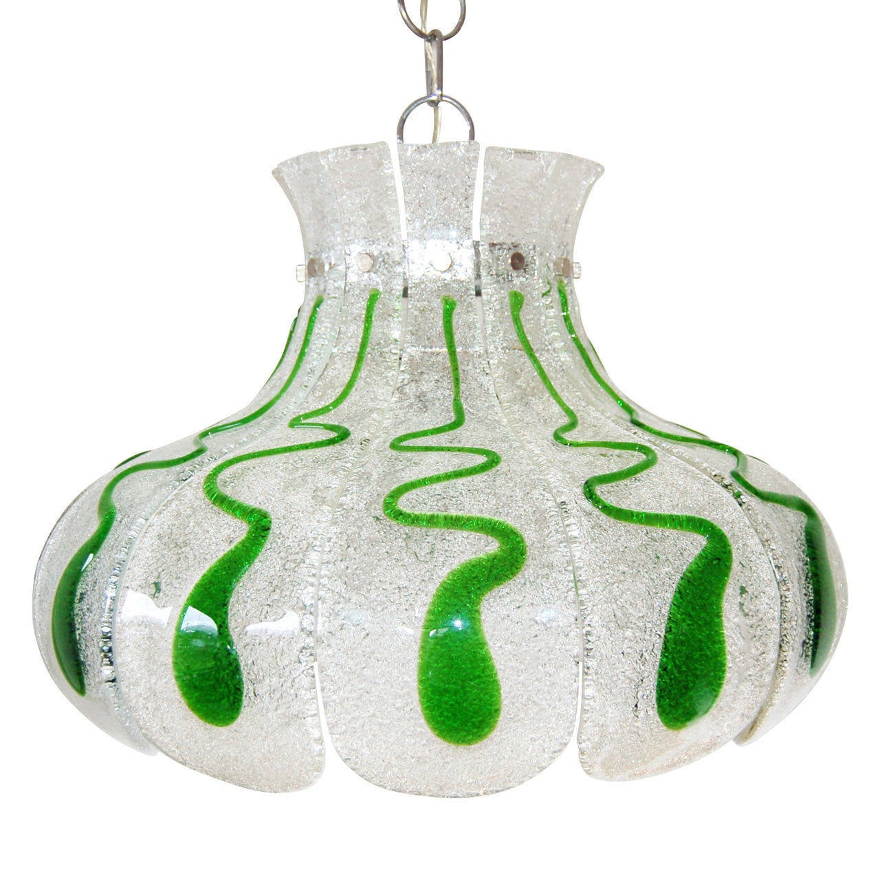 Italian Carlo Nason Glass Lamp Pendant Chandelier, Green Glass, 1970 For Sale