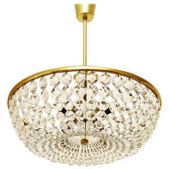 Important Viennese Coffee House Basket Crystal Chandelier by Lobmeyr, 1960s