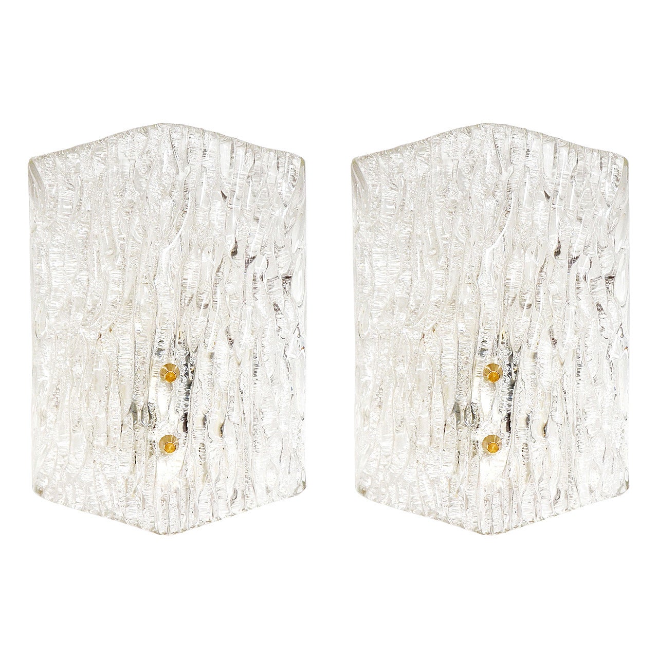 Four Textured Glass and Brass Sconces by Kalmar, 1950s