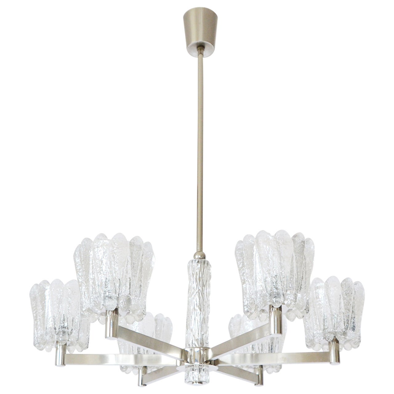 Carl Fagerlund for Orrefors Chandelier Glass Nickel, 1960s