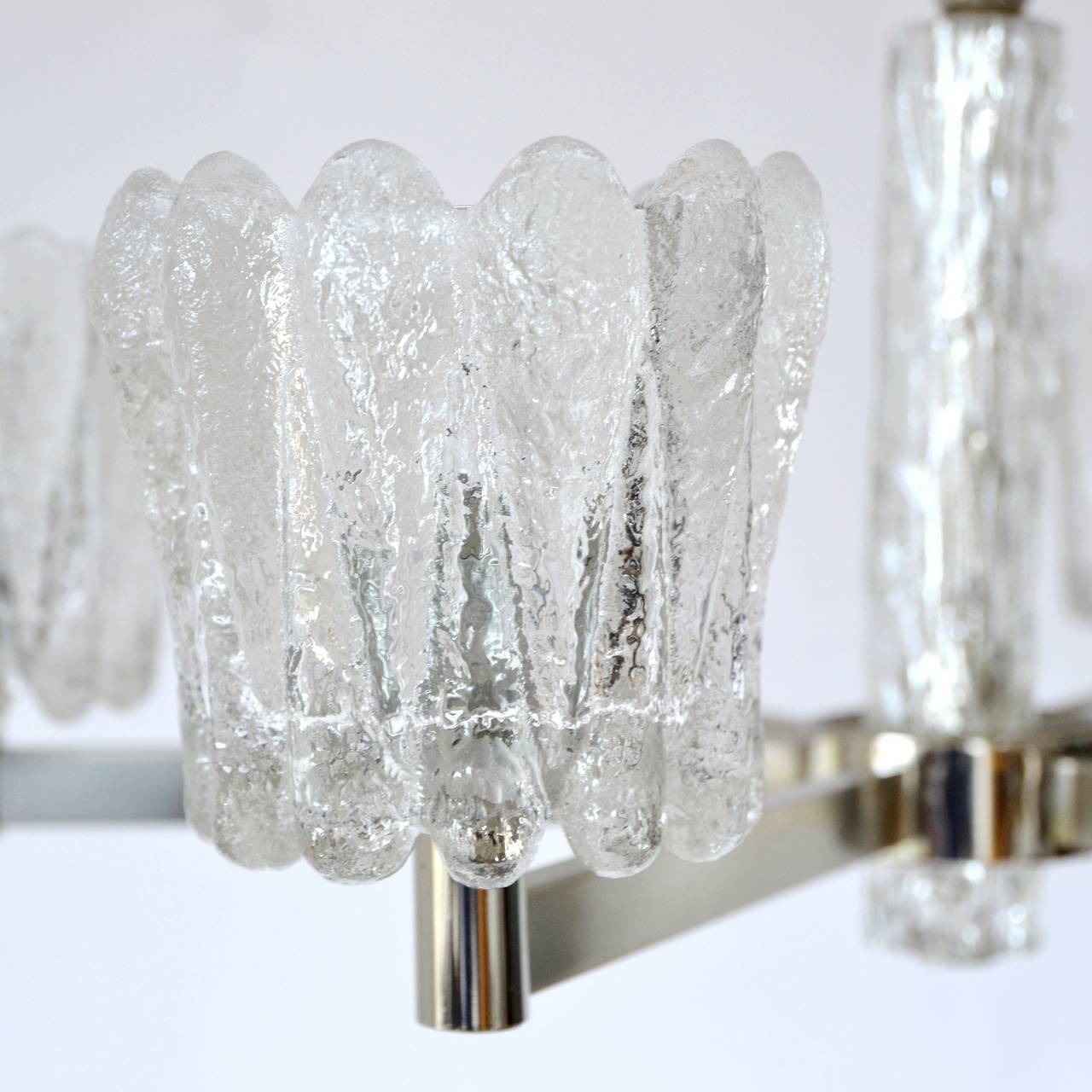 Frosted Carl Fagerlund for Orrefors Chandelier Glass Nickel, 1960s