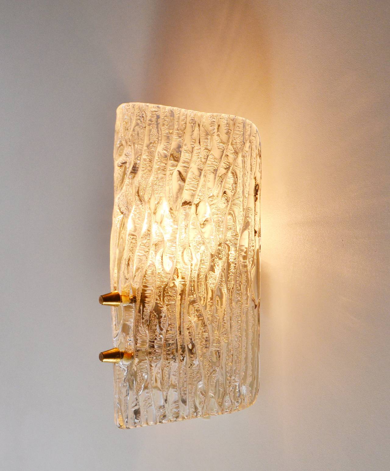 Four Textured Glass and Brass Sconces by Kalmar, 1950s 1