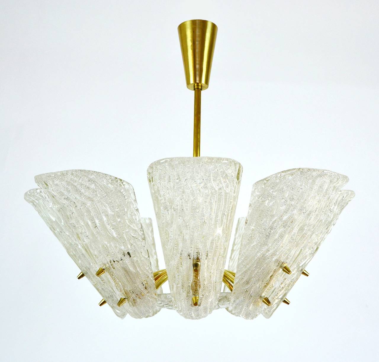 Four Textured Glass and Brass Sconces by Kalmar, 1950s 3