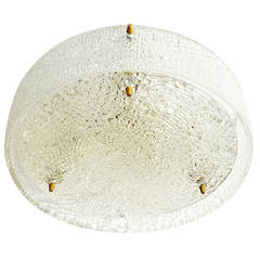 1950s Kalmar Textured Glass Flush Mount Light Fixture or Wall Lamp
