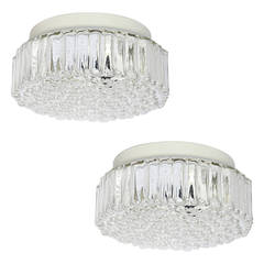 Pair of Bubble Glass Flush Mount Fixtures or Wall Lights by Staff, 1960s