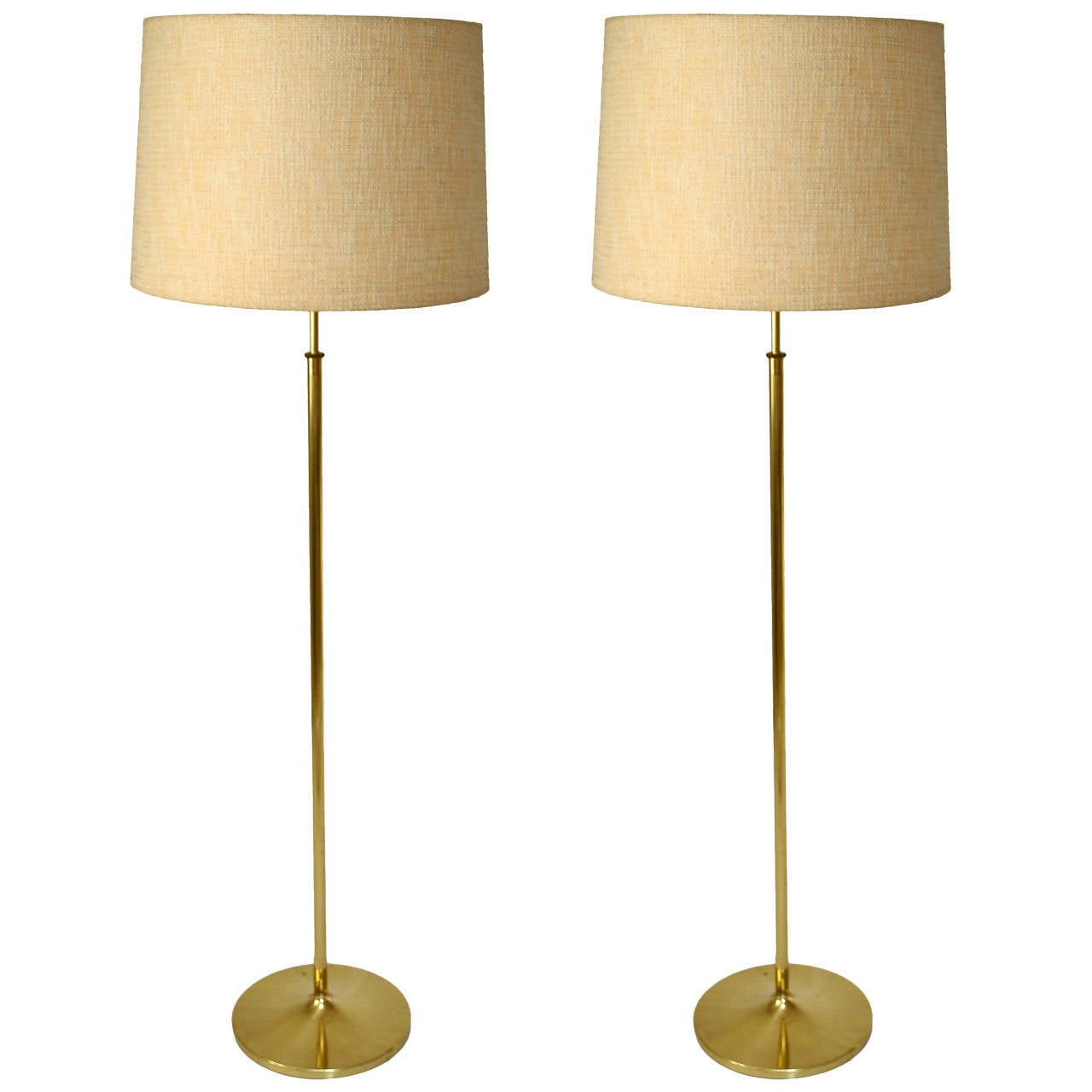 Pair of HeightAdjustable Brass Floor Lamps "Telescope" by Kalmar