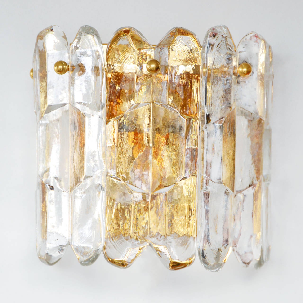 Pair of Gold-Plated and Crystal Glass "Palazzo" Sconces by Kalmar, 1960s
