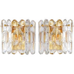 Pair of Gold-Plated and Crystal Glass "Palazzo" Sconces by Kalmar, 1960s