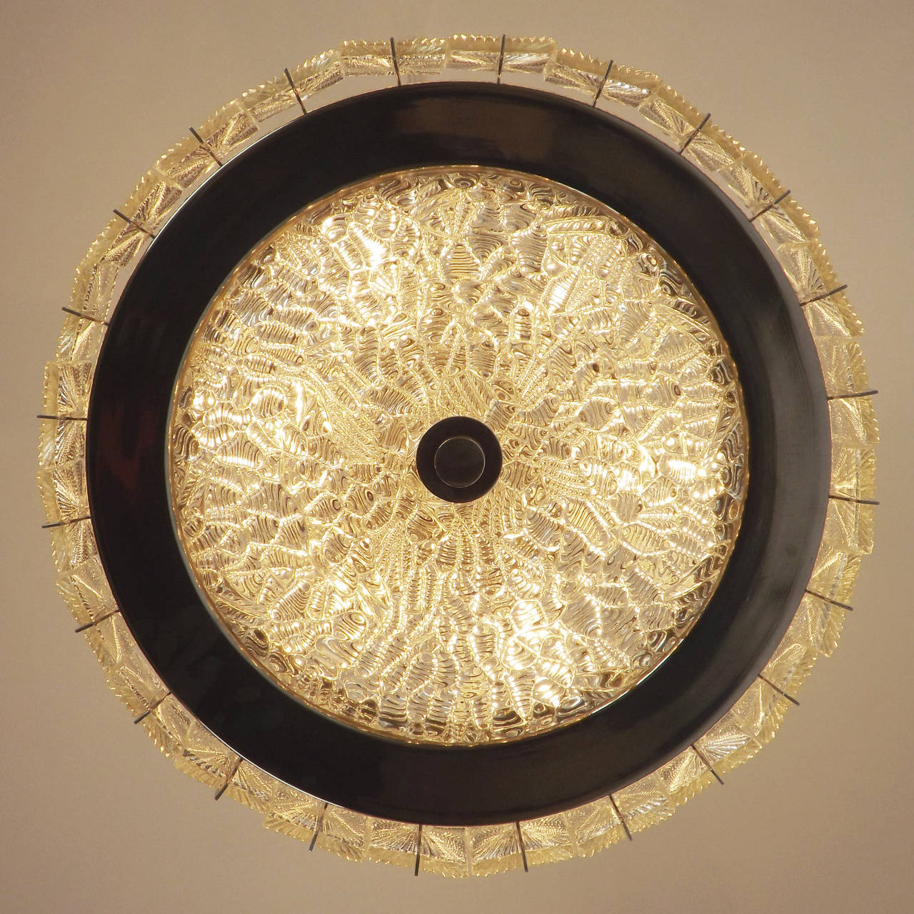 Kalmar Textured Glass Chandelier or Flush Mount, 1960s 2