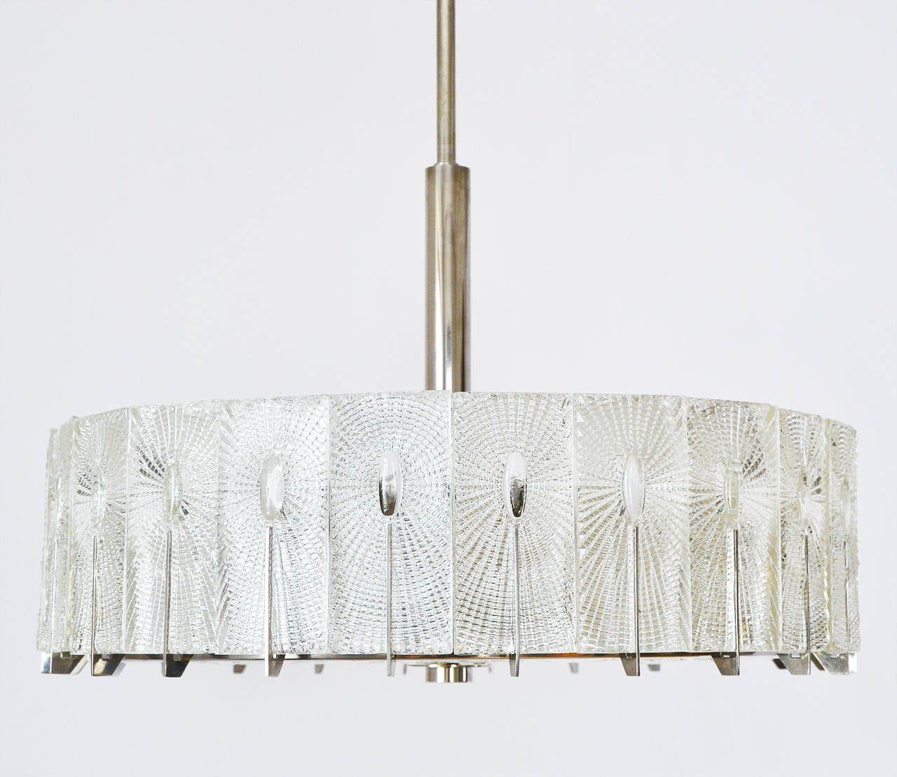 Kalmar Textured Glass Chandelier or Flush Mount, 1960s In Excellent Condition In Hausmannstätten, AT