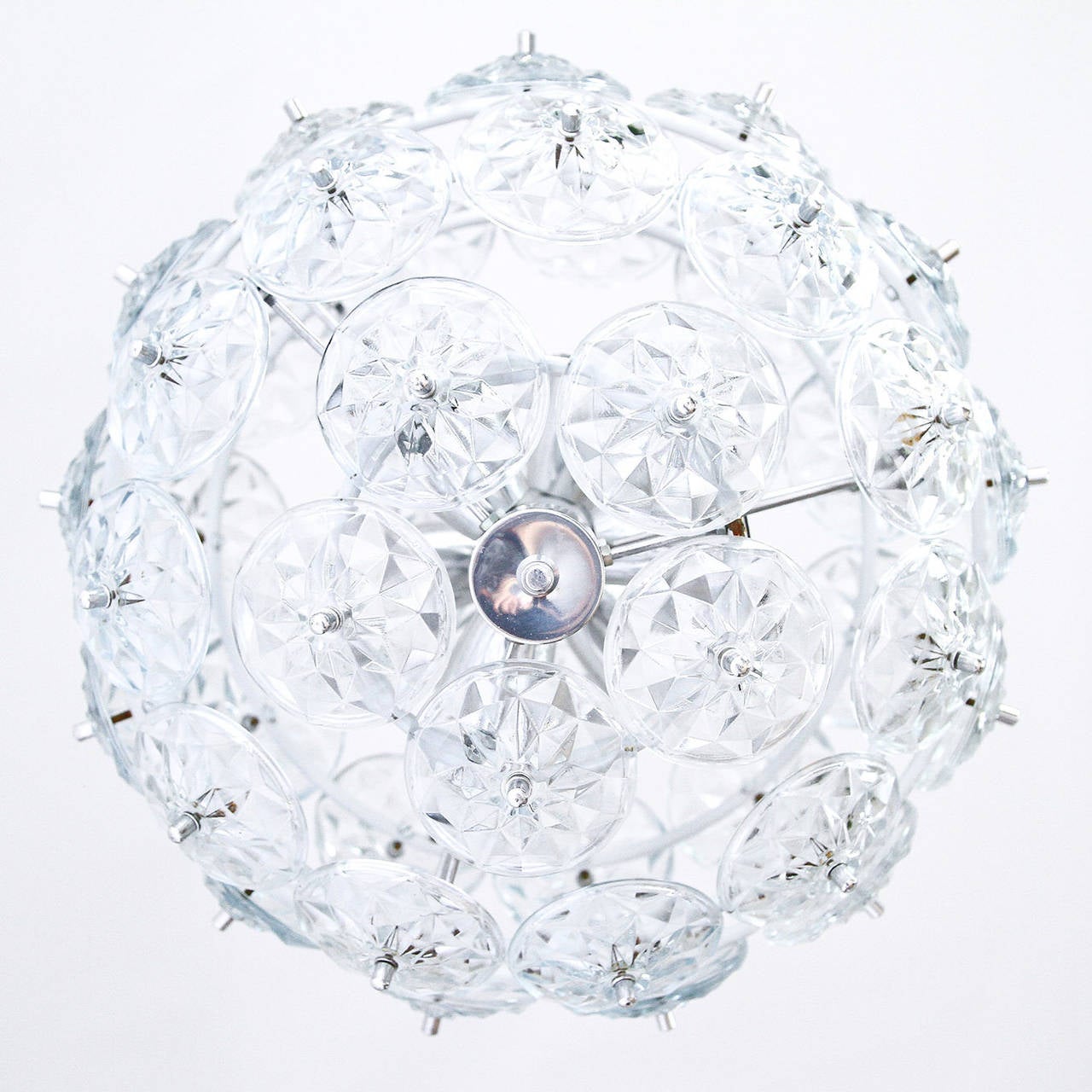 Mid-Century Modern Sputnik Chandelier Kinkeldey Style, Glass Chrome, 1970s For Sale