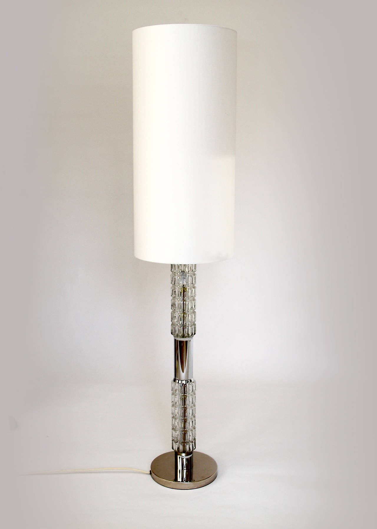 1970s Richard Essig Floor or Table Lamp with Illuminated Glass Stand
