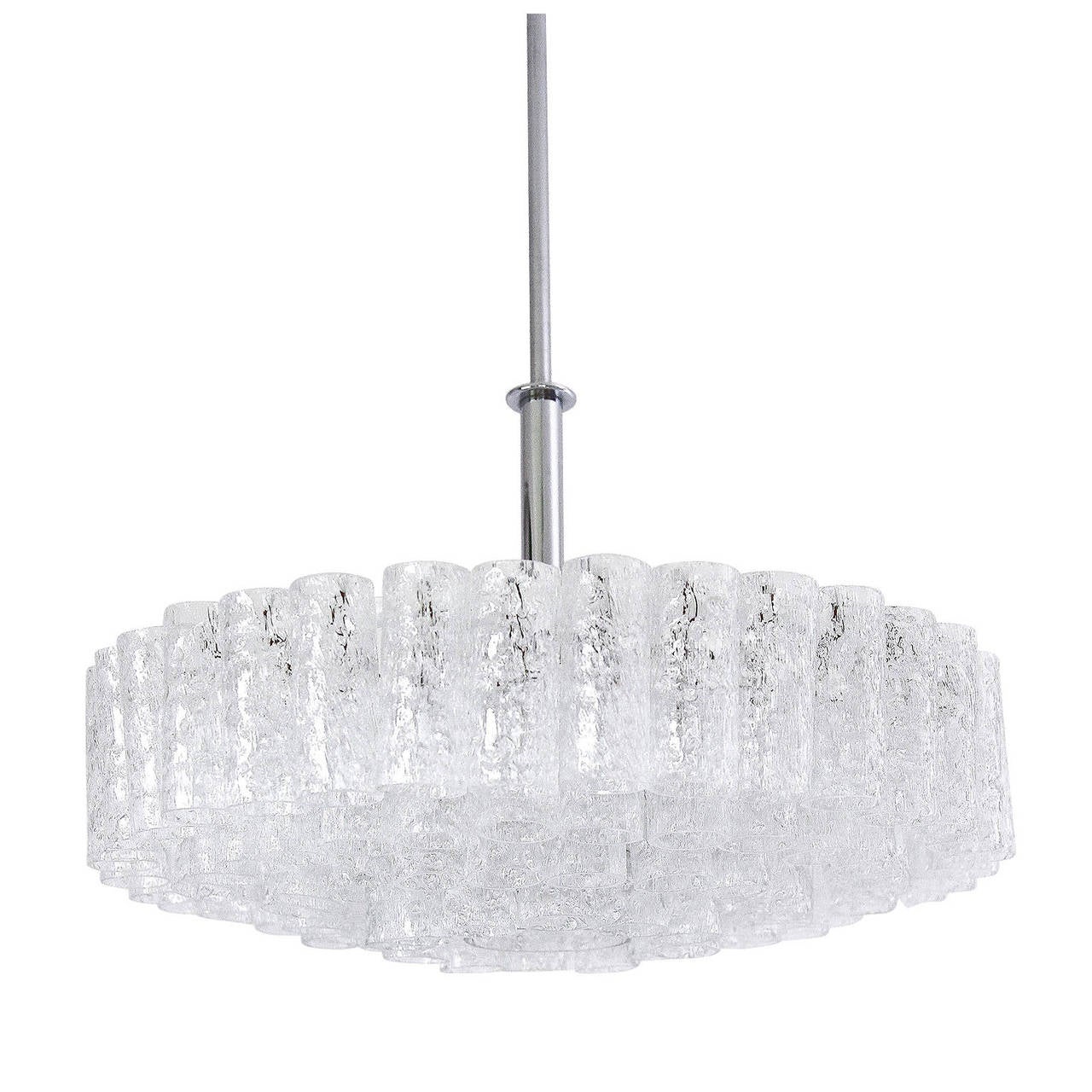 German Large Glass Chandelier by Doria, 1960s