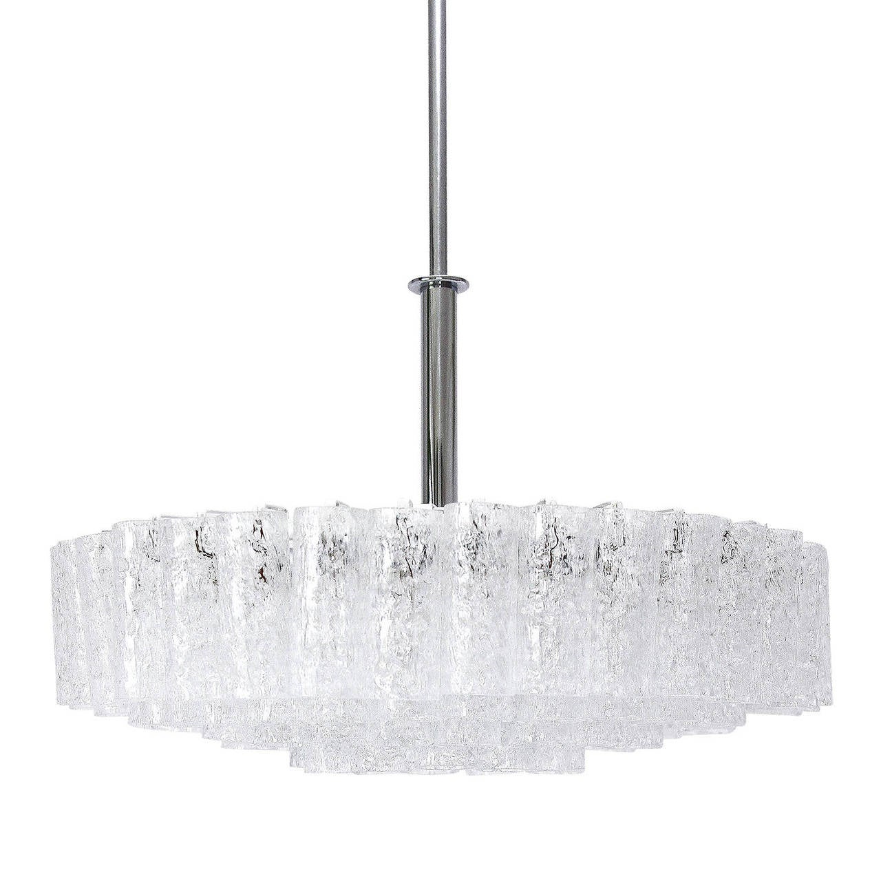 Frosted Large Glass Chandelier by Doria, 1960s