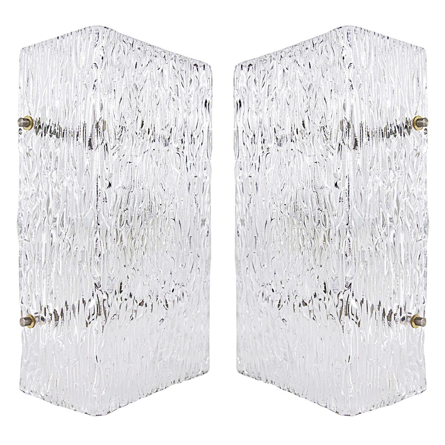 Pair of Large Kalmar Glass Sconces or Wall Lights, 1950s