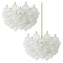 Four (Two Pairs) "Tulipan" Glass Chandeliers or Flush Mount Lights by Kalmar
