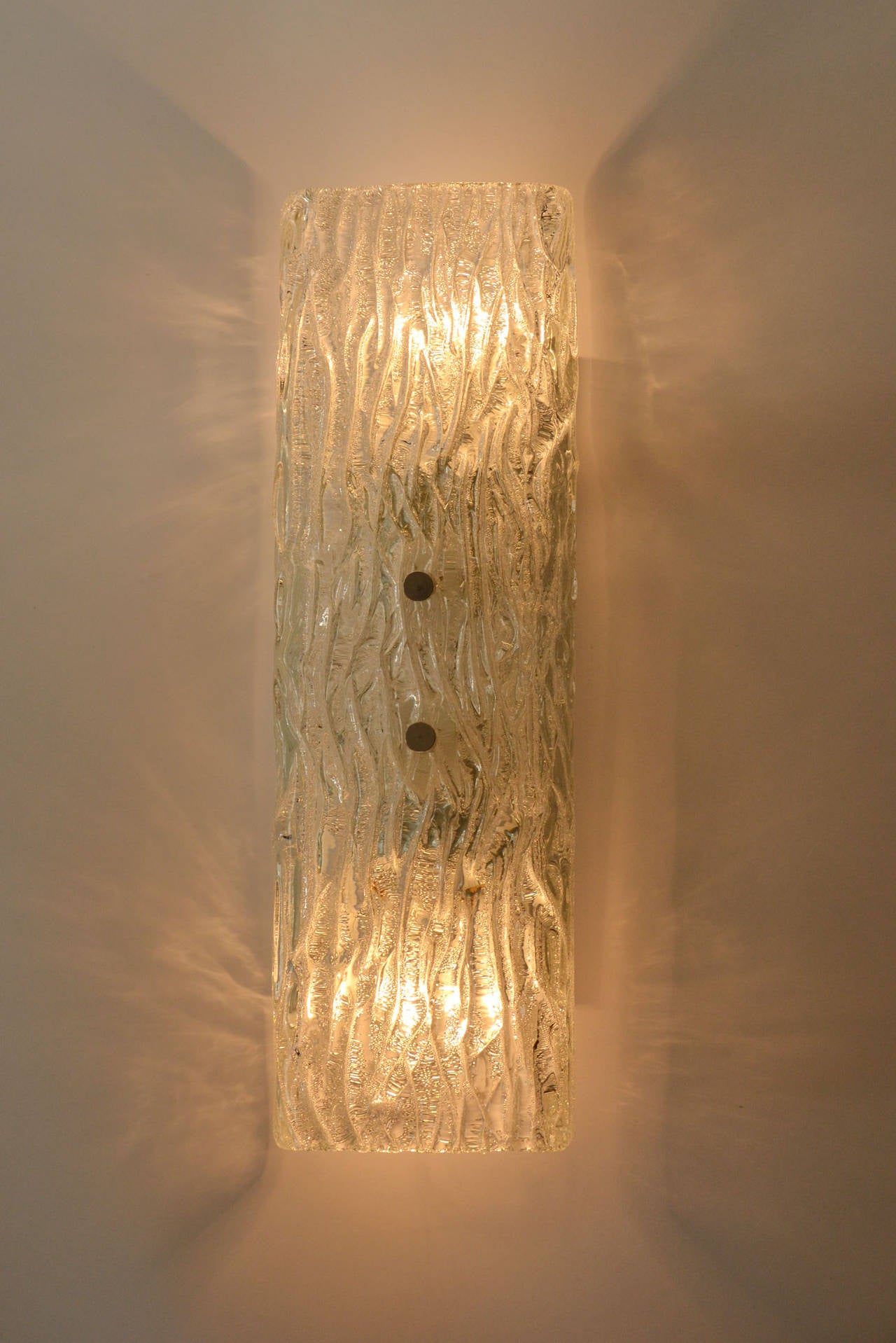 Brass Pair of Kalmar Glass Sconces or Wall Lights, 1950s