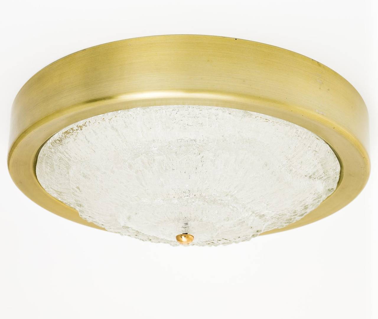 One of Two Kalmar Flush Mount Lights, Glass Brass, 1960s In Good Condition For Sale In Hausmannstätten, AT