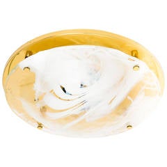 Hillebrand Flush Mount Ceiling or Wall Light, Murano Glass Brass, Germany 1
