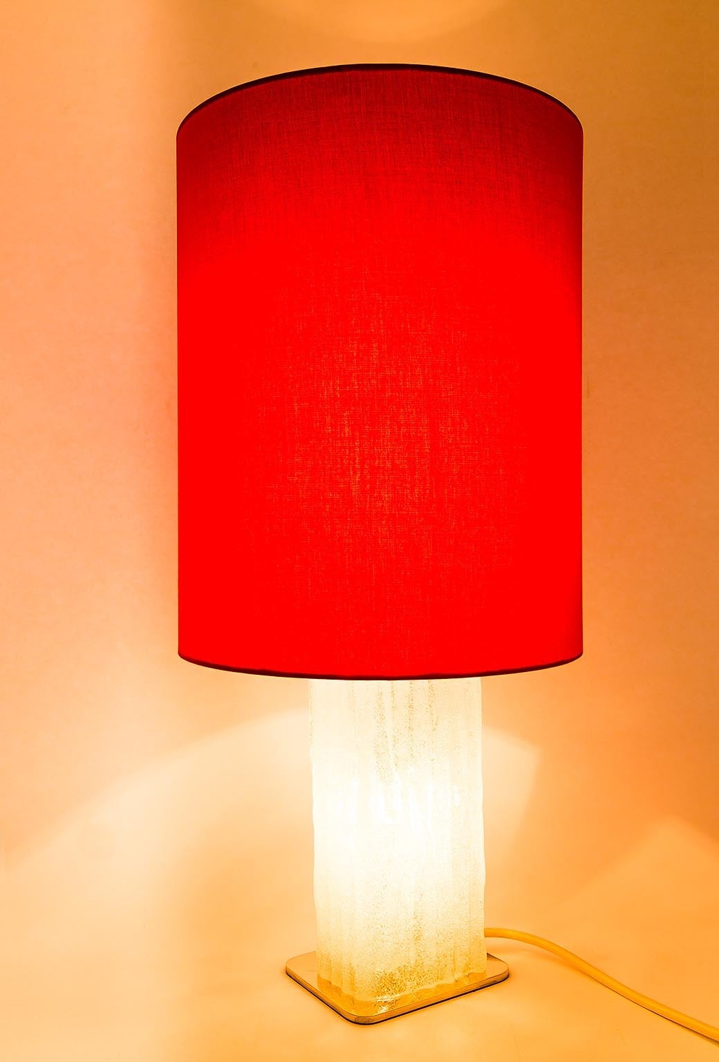 Large Kalmar Table Lamp with Illuminated Ice Glass Stand, Austria, 1960s