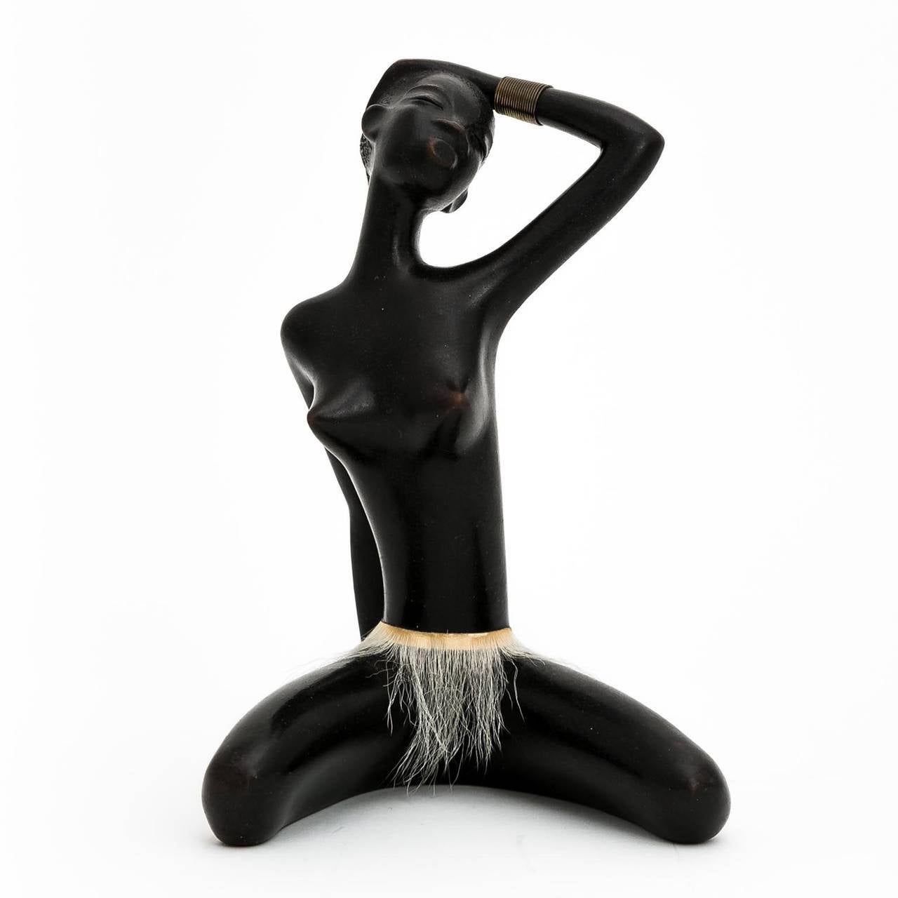 African Woman Figurine Sculpture by Leopold Anzengruber, Austria, Vienna, 1950s