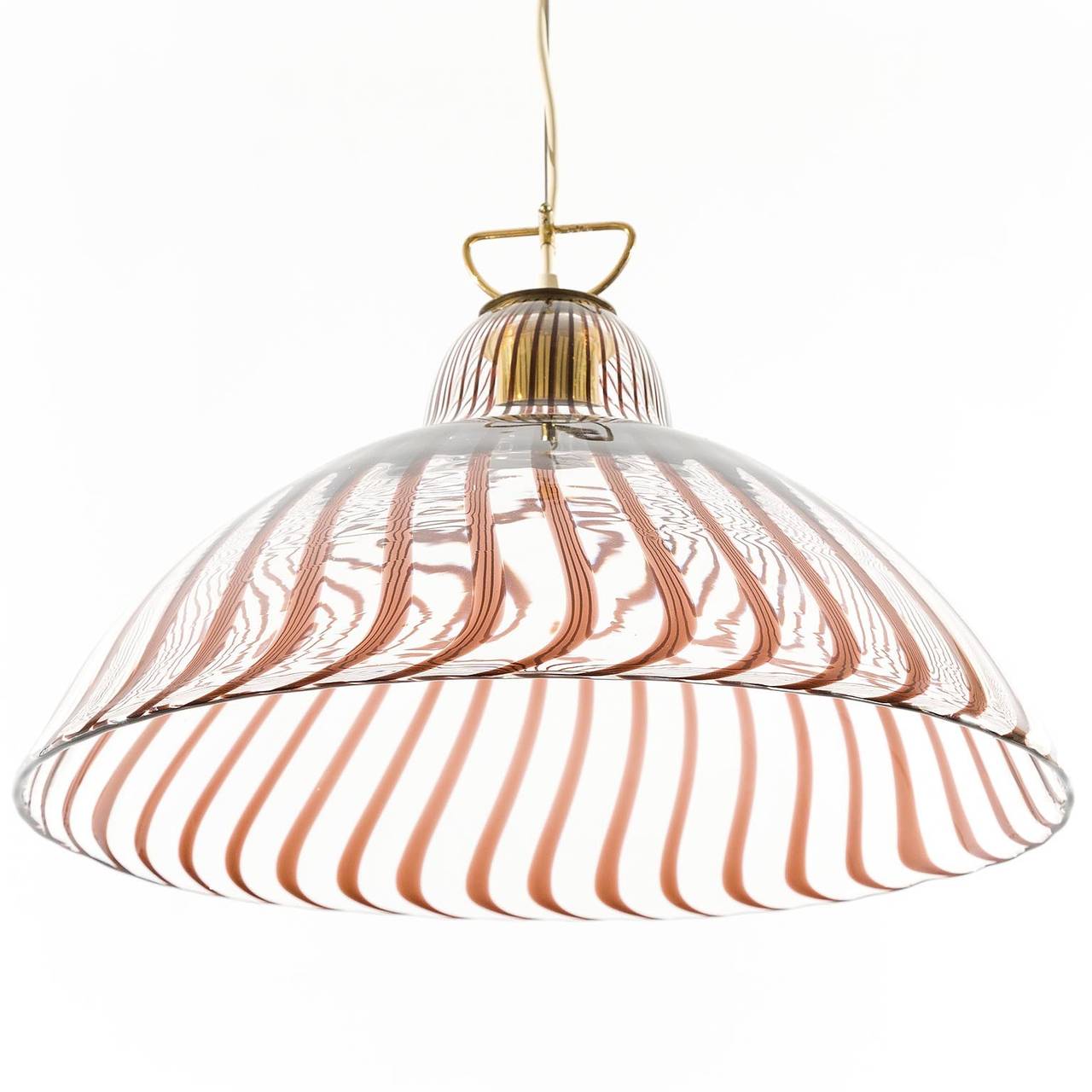 Beautiful and large glass pendant light by Kalmar. Marked with Kalmar label.

Measures: Diameter 19.69 in. (50 cm).
Height: body only 12.2 in. (31 cm) / incl. stem and canopy 35.43 inch (90 cm).
The cord can be easily altered to any size.