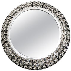 Vintage Palwa Backlit Mirror Illuminated, Crystal Nickel Chrome Glass, Germany, 1960s