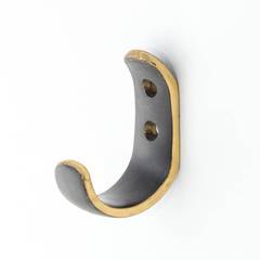 Six Small Coat Wall Hooks Brass by Hertha Baller, Austria, Vienna, 1950s