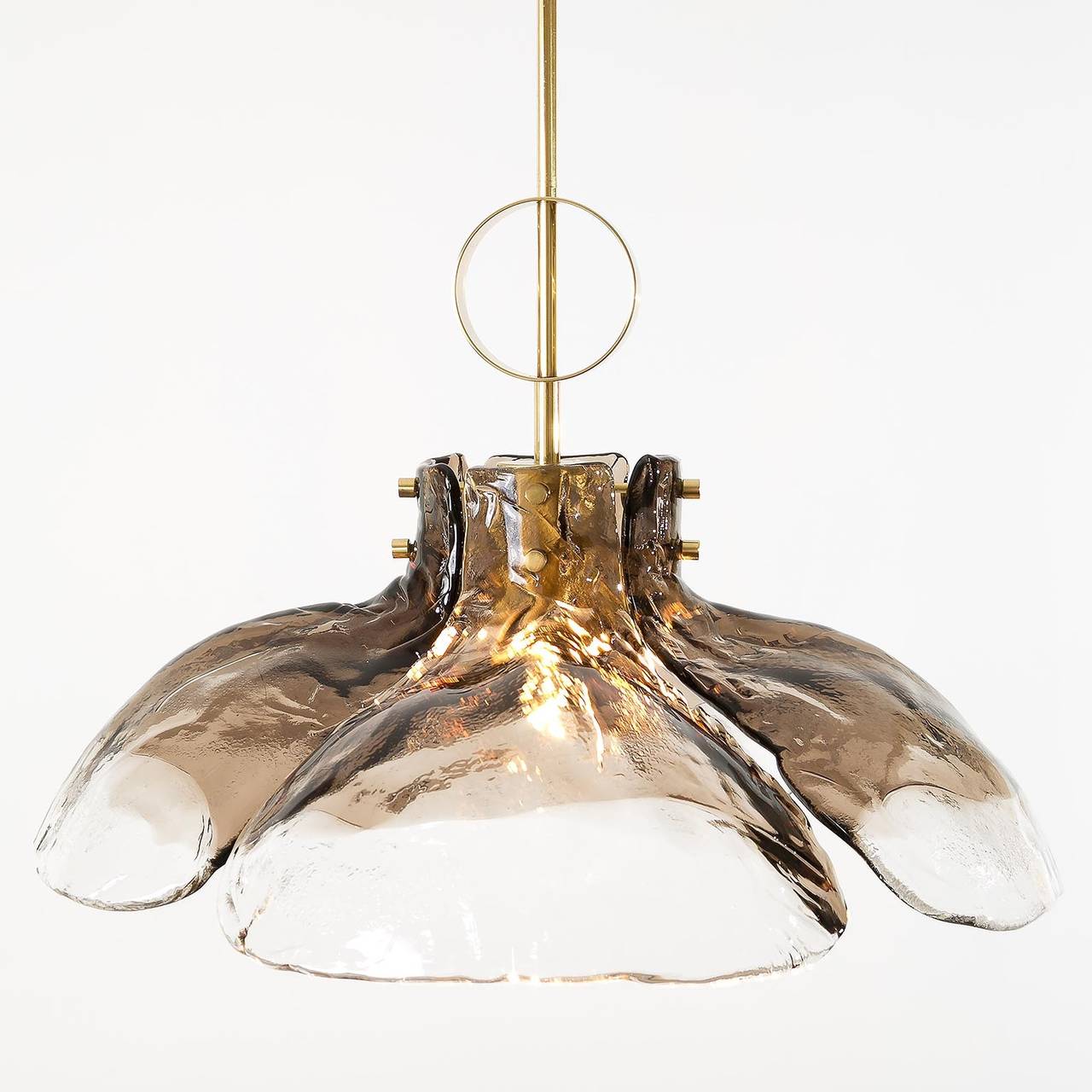 Kalmar Chandelier or Pendant Light Brass Smoked Murano Glass, 1970s, Austria 2