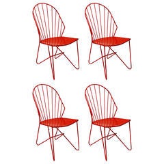 Four rare Austrian Wire Chairs, "Sonett," by Karl Fostel Erben, Vienna, 1950s 12